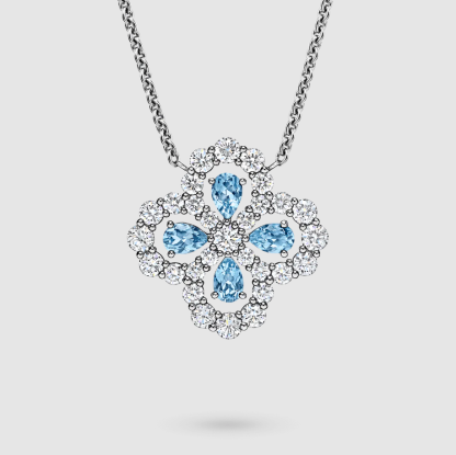 Diamond Loop Full Motif Aquamarine and Diamond Pendant
